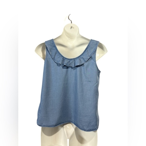 GAP, Sleeveless Denim Blouse, Large, Blue - Picture 5 of 8
